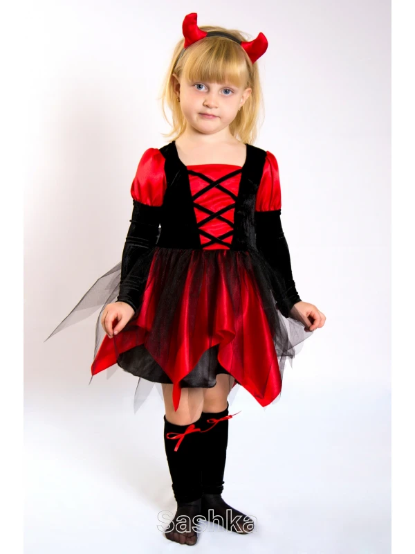 Карнавальний костюм Міс Чортеня для дівчинки на Хелловін, розмір 98-164